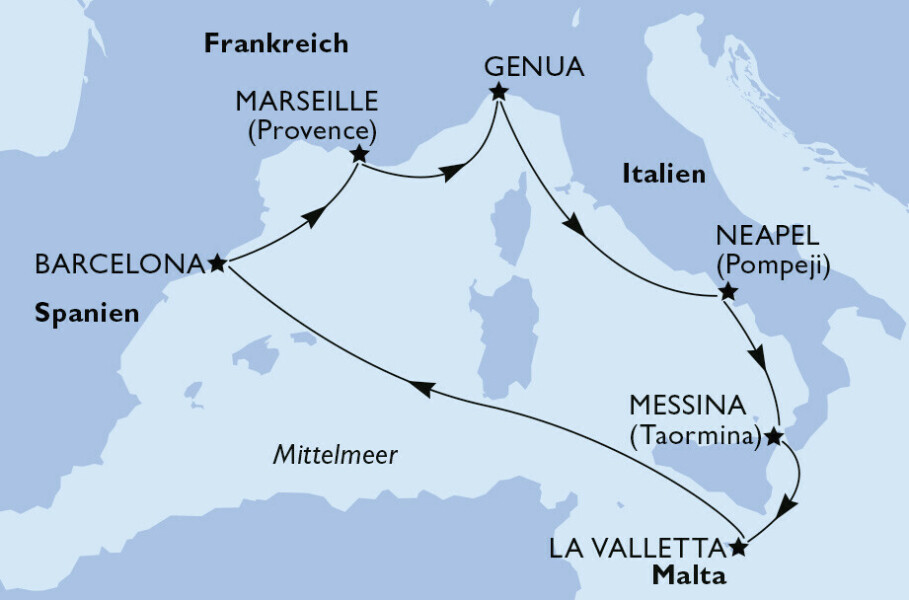 MSC World Europa - Westliches Mittelmeer - NEU: inkl. Getränkearrangement
